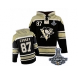 Men's Old Time Hockey Pittsburgh Penguins #87 Sidney Crosby Premier Black Sawyer Hooded Sweatshirt 2017 Stanley Cup Champions