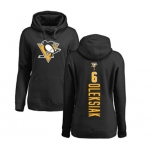 NHL Women Adidas Pittsburgh Penguins #6 Jamie Oleksiak Black Backer Pullover Hoodie