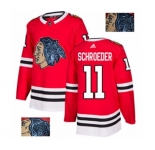 Adidas Chicago Blackhawks #11 Jordan Schroeder Authentic Red Fashion Gold NHL Jersey