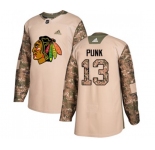 Adidas Chicago Blackhawks #13 CM Punk Authentic Camo Veterans Day Practice NHL Jersey
