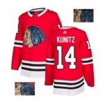 Adidas Chicago Blackhawks #14 Chris Kunitz Authentic Red Fashion Gold NHL Jersey