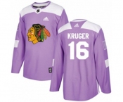 Adidas Chicago Blackhawks #16 Marcus Kruger Authentic Purple Fights Cancer Practice NHL Jersey