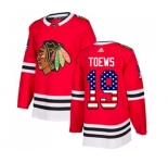Adidas Chicago Blackhawks #19 Jonathan Toews Authentic Red USA Flag Fashion NHL Jersey