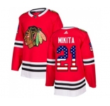 Adidas Chicago Blackhawks #21 Stan Mikita Authentic Red USA Flag Fashion NHL Jersey
