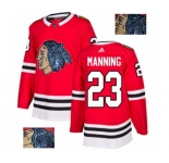Adidas Chicago Blackhawks #23 Brandon Manning Authentic Red Fashion Gold NHL Jersey