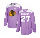 Adidas Chicago Blackhawks #27 Adam Boqvist Authentic Purple Fights Cancer Practice NHL Jersey