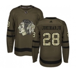 Adidas Chicago Blackhawks #28 Henri Jokiharju Authentic Green Salute to Service NHL Jersey