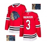 Adidas Chicago Blackhawks #3 Keith Magnuson Authentic Red Fashion Gold NHL Jersey