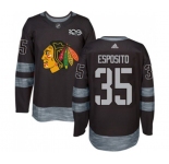 Adidas Chicago Blackhawks #35 Tony Esposito Authentic Black 1917-2017 100th Anniversary NHL Jersey