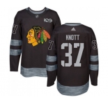 Adidas Chicago Blackhawks #37 Graham Knott Authentic Black 1917-2017 100th Anniversary NHL Jersey