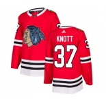 Adidas Chicago Blackhawks #37 Graham Knott Authentic Red Fashion Gold NHL Jersey