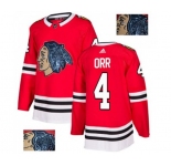 Adidas Chicago Blackhawks #4 Bobby Orr Authentic Red Fashion Gold NHL Jersey