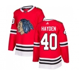Adidas Chicago Blackhawks #40 John Hayden Authentic Red Fashion Gold NHL Jersey