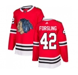 Adidas Chicago Blackhawks #42 Gustav Forsling Authentic Red Fashion Gold NHL Jersey