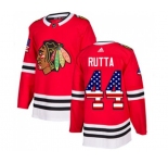 Adidas Chicago Blackhawks #44 Jan Rutta Authentic Red USA Flag Fashion NHL Jersey