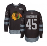 Adidas Chicago Blackhawks #45 Luc Snuggerud Authentic Black 1917-2017 100th Anniversary NHL Jersey