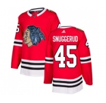Adidas Chicago Blackhawks #45 Luc Snuggerud Authentic Red Fashion Gold NHL Jersey