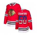 Adidas Chicago Blackhawks #50 Corey Crawford Authentic Red USA Flag Fashion NHL Jersey