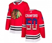 Adidas Chicago Blackhawks #50 Corey Crawford Authentic Red USA Flag Fashion NHL Jersey