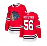 Adidas Chicago Blackhawks #56 Erik Gustafsson Authentic Red Fashion Gold NHL Jersey
