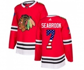 Adidas Chicago Blackhawks #7 Brent Seabrook Authentic Red USA Flag Fashion NHL Jersey