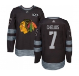 Adidas Chicago Blackhawks #7 Chris Chelios Authentic Black 1917-2017 100th Anniversary NHL Jersey