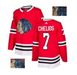 Adidas Chicago Blackhawks #7 Chris Chelios Authentic Red Fashion Gold NHL Jersey