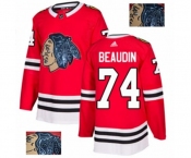 Adidas Chicago Blackhawks #74 Nicolas Beaudin Authentic Red Fashion Gold NHL Jersey