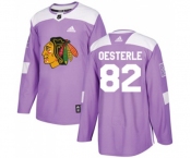 Adidas Chicago Blackhawks #82 Jordan Oesterle Authentic Purple Fights Cancer Practice NHL Jersey
