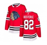 Adidas Chicago Blackhawks #82 Jordan Oesterle Authentic Red Fashion Gold NHL Jersey