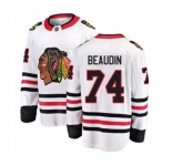 Chicago Blackhawks #74 Nicolas Beaudin Authentic White Away Fanatics Branded Breakaway NHL Jersey