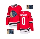 Men Adidas Chicago Blackhawks #00 Clark Griswold Red Home Authentic Fashion Gold Stitched NHL Jersey