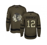 Men Adidas Chicago Blackhawks #12 Alex DeBrincat Green Salute to Service Stitched NHL Jersey