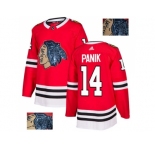 Men Adidas Chicago Blackhawks #14 Richard Panik Red Home Authentic Fashion Gold Stitched NHL Jersey