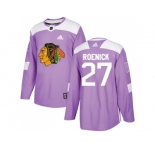 Men Adidas Chicago Blackhawks #27 Jeremy Roenick Purple Authentic Fights Cancer Stitched NHL Jersey