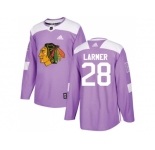 Men Adidas Chicago Blackhawks #28 Steve Larmer Purple Authentic Fights Cancer Stitched NHL Jersey