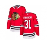 Men Adidas Chicago Blackhawks #31 Anton Forsberg Red Home Authentic Stitched NHL Jersey
