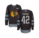 Men Adidas Chicago Blackhawks #42 Gustav Forsling Black 1917-2017 100th Anniversary Stitched NHL Jersey
