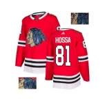 Men Adidas Chicago Blackhawks #81 Marian Hossa Red Home Authentic Fashion Gold Stitched NHL Jersey