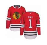 Men's Adidas Chicago Blackhawks #1 Glenn Hall Authentic Red Home NHL Jersey