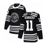 Men's Adidas Chicago Blackhawks #11 Jordan Schroeder Authentic Black 2019 Winter Classic NHL Jersey