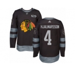 Men's Adidas Chicago Blackhawks #4 Niklas Hjalmarsson Authentic Black 1917-2017 100th Anniversary NHL Jersey