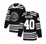 Men's Adidas Chicago Blackhawks #40 John Hayden Authentic Black 2019 Winter Classic NHL Jersey