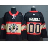 Men's Blackhawks #00 Clark Griswold Black Throwback Authentic Stitched Hockey Jersey