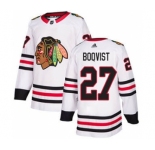 Men's Blackhawks #27 Adam Boqvist White Road Authentic Stitched Hockey Jersey