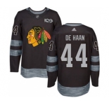 Men's Blackhawks #44 Calvin De Haan Black 1917-2017 100th Anniversary Stitched Hockey Jersey