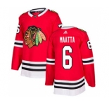 Men's Blackhawks #6 Olli Maatta Red Home Authentic Stitched Hockey Jersey
