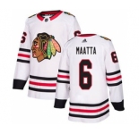 Men's Blackhawks #6 Olli Maatta White Road Authentic Stitched Hockey Jersey