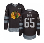 Men's Blackhawks #65 Andrew Shaw Black 1917-2017 100th Anniversary Stitched Hockey Jersey