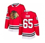 Men's Blackhawks #65 Andrew Shaw Red Home Authentic Stitched Hockey Jersey